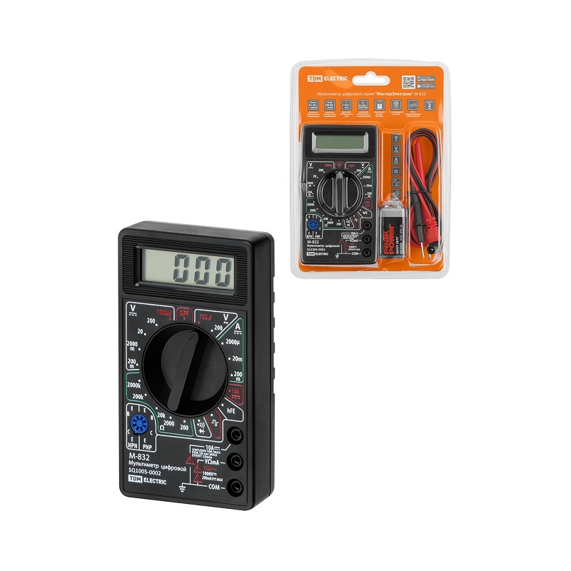 Мультиметр цифровой М-832 10А, 1кВ|2МОм, звук