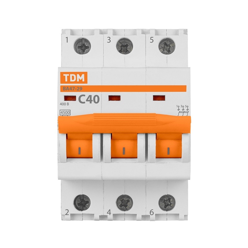 Выключатель автоматический TDM ВА 47-29, 4,5кА, С 40А, 3П