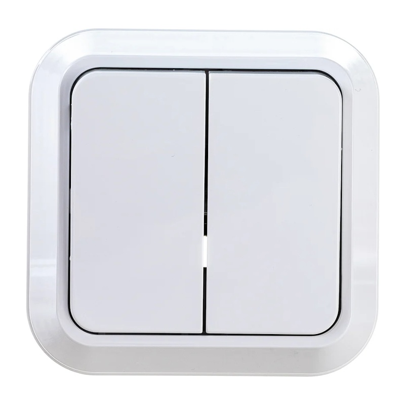 Выключатель о/у Makel 45103, 2 клавиши, б/инд, белый