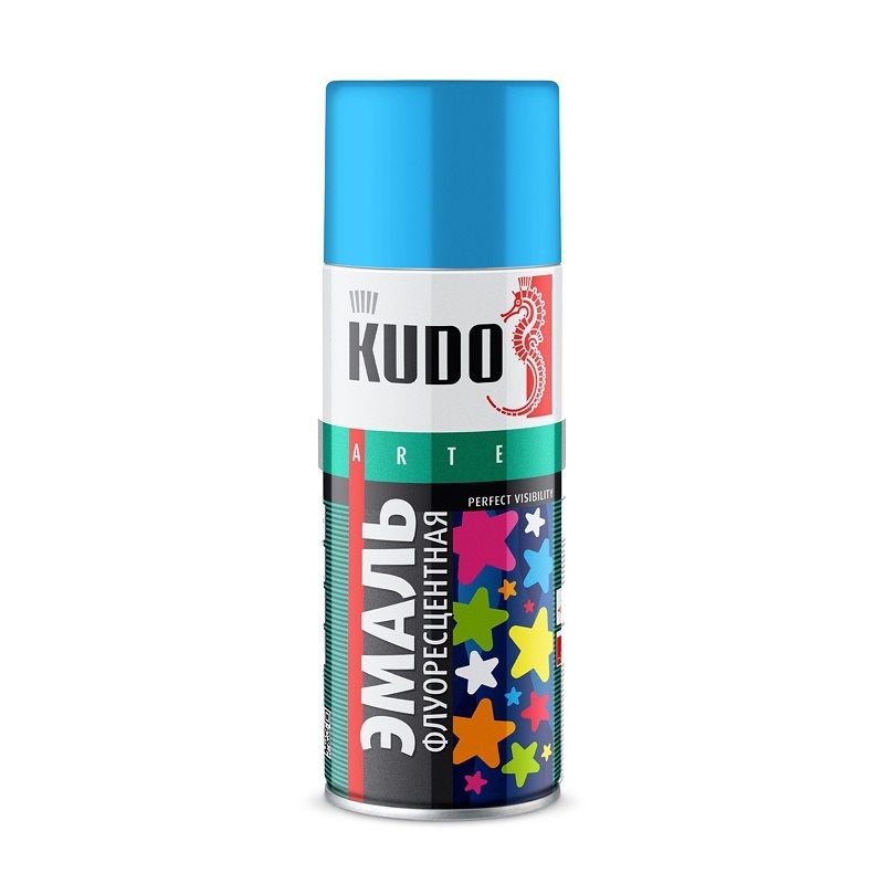Эмаль аэрозольная Kudo KU-1202 флуоресцентная голубая (0,52 л)