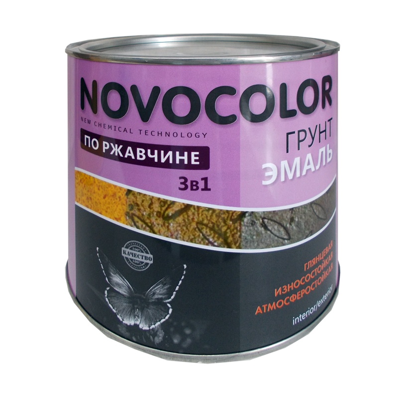 Грунт-эмаль Novocolor 3 в 1 глянцевая зелёная (1,9 кг)
