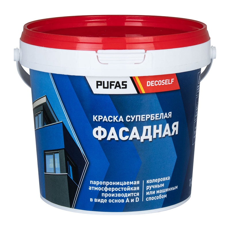 Краска фасадная Pufas Decoself основа A белая морозостойкая (1,4 кг)