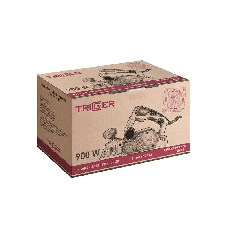 Рубанок сетевой Trigger 20301 900 Вт, ширина/глубина=82/3 мм, выборка четверти
