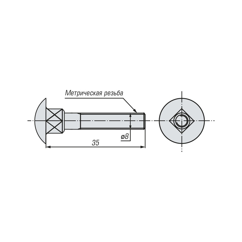 Болт мебельный SWFS DIN603 М8х35 (100 шт)