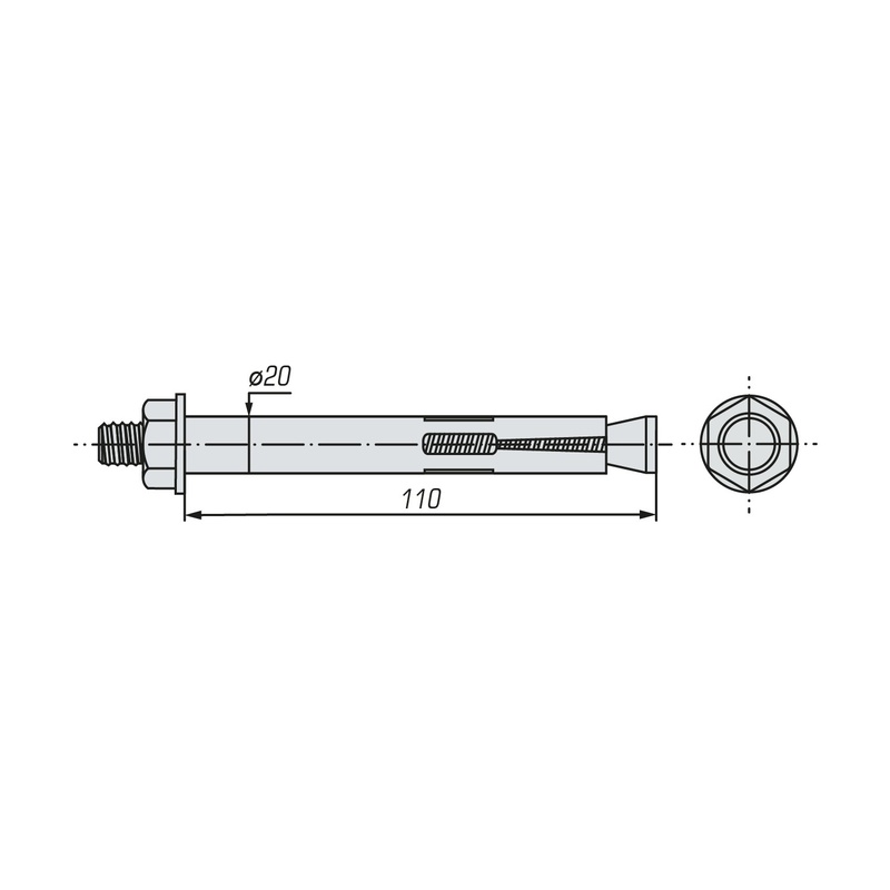Болт анкерный с гайкой SWFS 20х110 (1 шт)