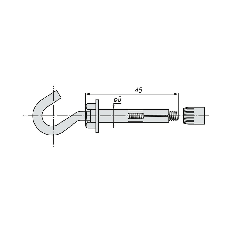 Болт анкерный с крюком SWFS 8х45 (100 шт)