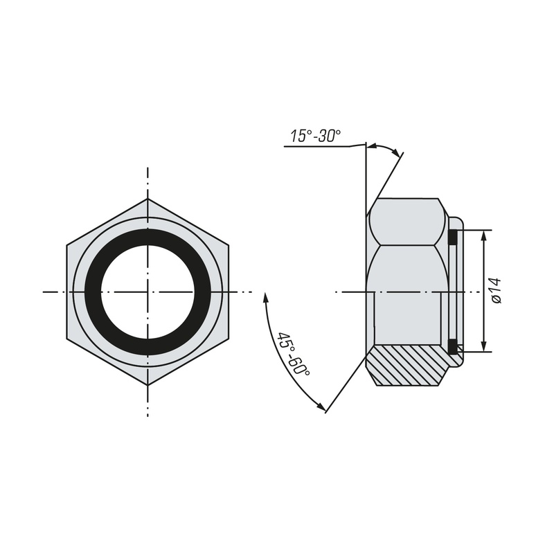 Гайка SWFS DIN985 М14 (1 шт) пакетик