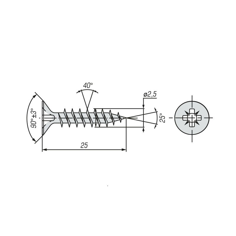 Саморез ШУЖ SWFS 2,5х25 (35000 шт)