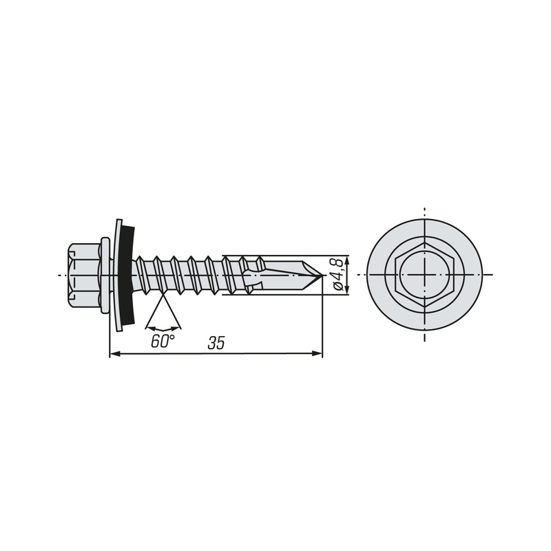 Саморез кровельный SWFS Premium RAL-6005 ZP 4,8х35 (250 шт) квадратный конт-р