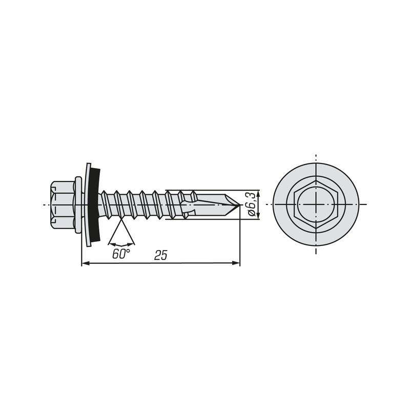 Саморез кровельный SWFS ZP 6,3х25 (250 шт)