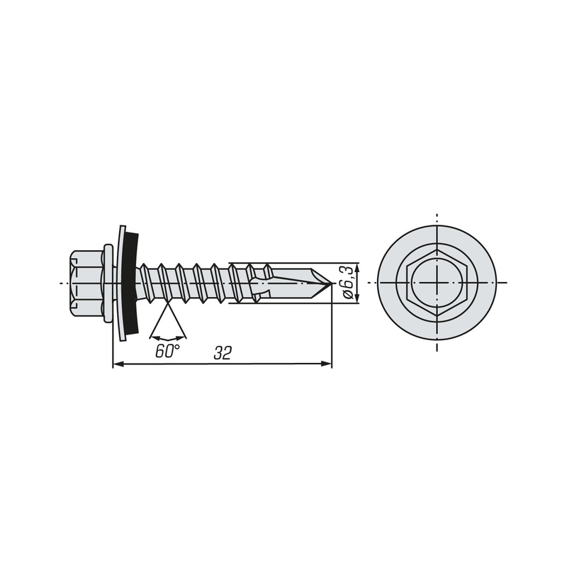 Саморез кровельный SWFS ZP 6,3х32 (225 шт)