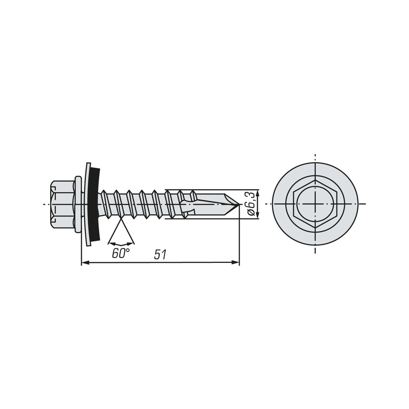 Саморез кровельный SWFS ZP 6,3х51 (200 шт)