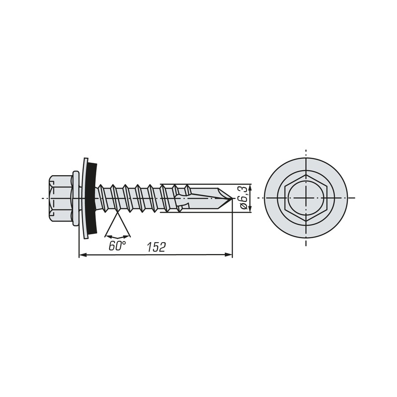 Саморез кровельный SWFS ZP 6,3х152 (80 шт)