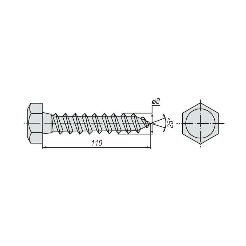 Шуруп сантеxнический SWFS 8х110 (50 шт)