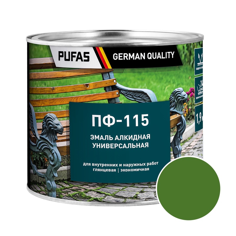 Эмаль Pufas ПФ-115 ГОСТ салатная (1,9 кг)