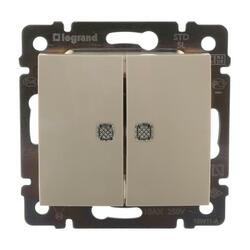 Выключатель с/у Valena 695630, 2 клавиши, с/инд, бежевый