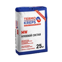 Смесь штукатурно-клеевая Крепс MW для минераловатных плит, 25 кг