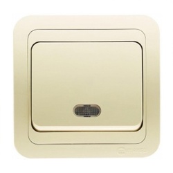 Выключатель с/у Mimoza 25021, 1 клавиша, с/инд, кремовый