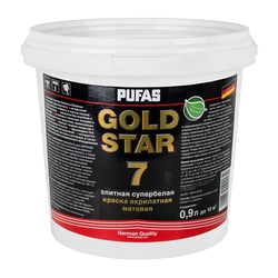 Краска акрилатная супербелая Pufas Gold Star 7 основа А матовая (0,9 л)