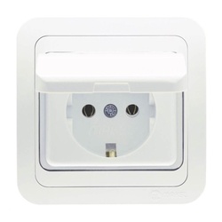 Розетка с/у Mimoza 12029, 1 гнездо, c/з и крышкой, белая
