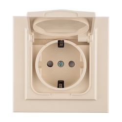 Розетка с/у Минск ERR16-029-200-44, 1 гнездо, с/з, з/ш и крышкой, IP44, бежевая